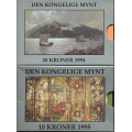 -1- Lott DKM 10 kr. 1995 & 20 kr. 1994, usirkulert - Spesialforpakning. til sammen 18 stk. 9 stk. 10 kroner 1995 & 9 stk. 20 kroner 1994. / Numisma Mynthandel A/S: kr.  287,-