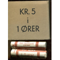 -2- Lott 20 stk. myntruller 1 rer 1941-1944, VK - 2 pakker med 10 myntruller hver. Tilsammen 20 myntruller a 50 mynter. 5 ruller med 1941, 5 ruller med 1942, 5 ruller med 1943 og 5 ruller med 1944. / Numisma Mynthandel A/S: kr.  306,-
