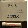 -4- Lott 10 stk. myntruller 2 rer 1969, usirkulert - 1 pakke med 10 originale myntruller, med 50 mynter hver. Til sammen 500 mynter. / Numisma Mynthandel A/S: kr.  348,-