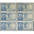 -13- Lott 6 stk. 5 kr. 1957E-1962J, VK - 1957E, 1959F, 1960G, 1960H, 1961I & 1961J

Kv. 1- til 1 / Numisma Mynthandel A/S: kr.  79,-