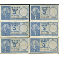 -23- Lott 6 stk. 5 kr. 1961I-1963K, VK - 1961I, 3x 1962J, 1962K & 1963K

Kv. 1/1- til 1 / Numisma Mynthandel A/S: kr.  331,-