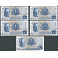 -49- Lott 12 stk. 10 kr. 1982C, Kv. 0/01-0 - 3x CU (0895595-97), 2x CT 0898416-17), 2x CP (1096243-44) & 5x CO (02006540-44) / Numisma Mynthandel A/S: kr.  73,-