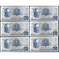 -54- Lott 12 stk. 10 kr. 1983C og -84C, Kv. 0/01-0 - 2x 1983CM (2580582-83). 2x 1983CP (3457877-78) 4x 1984CP (5940911-13 & 5940920 (1984)) & 4x 1983CR (3013511-12 & 3668995-96) / Numisma Mynthandel A/S: kr.  93,-