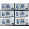 -55- Lott 11 stk. 10 kr. 1983C og -84C, Kv. 0/01-0 - 4x 1983CU (2590570-71, 3442905 & 3442907),2x 1983CV (3557521-22), 5x 1984CV (5682451-53 & 568479-80). / Numisma Mynthandel A/S: kr.  35,-