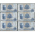 -31- Lott 12 stk. 10 kroner 1975A, VK - 8x AA, AC,3x AJ

Kv. 1/1+ til 1+/01 / Numisma Mynthandel A/S: kr.  128,-