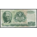 -27- 50 kr. 1966 Z-0 , erst, kv. 1-, sm flekker - Presset. Erstatningsseddel. S-seddel. / Numisma Mynthandel A/S: kr.  473,-