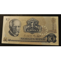 10 kr. 1979  B X * Kv. 0 - Katv. kr. 72 ** - Bider er sedellen du fr. Pen usirkulert. Vurder ogs fra bilder. / Tore Rimstad: kr.  30,-