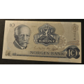 10 kr. 1981 B J * Kv. 0  * Katv. kr. 90 - Bider er sedellen du fr. Pen usirkulert. Vurder ogs fra bilder. / Tore Rimstad: kr.  27,-