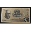 10 kr. 1981 B K * Kv. 0  * Katv. kr. 90 - Bider er sedellen du fr. Pen usirkulert. Vurder ogs fra bilder. / Tore Rimstad: kr.  30,-