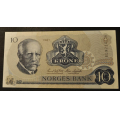 10 kr. 198 B L * Kv. 0  * Katv. kr. 90 - Bider er sedellen du fr. Pen usirkulert. Vurder ogs fra bilder. / Tore Rimstad: kr.  30,-