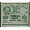 -19- 50 kroner 1954B, kv. 1-, bretterift. - Presset. Jahn/Thorp. Liten bretterift og brettehull. / Numisma Mynthandel A/S: kr.  97,-
