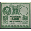 -25- 50 kroner 1953B, kv. 1/1-, bretterift - Presset. Breterift venstre side, ca. 3 mm. / Numisma Mynthandel A/S: kr.  69,-