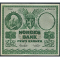 -35- 50 kroner 1951A, kv. 1- - Presset. / Numisma Mynthandel A/S: kr.  199,-