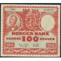 -2- 100 kroner 1962I, kv. 1/1-, liten flekk rev. / Numisma Mynthandel A/S: kr.  291,-