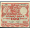 -21- 100 kroner 1958F, kv. 1+ / Numisma Mynthandel A/S: kr.  158,-