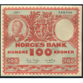 -25- 100 kroner 1957E, kv. 1/1+ / Numisma Mynthandel A/S: kr.  102,-