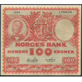 -7- 100 kroner 1954C, kv. 1/1- / Numisma Mynthandel A/S: kr.  103,-