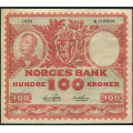-18- 100 kroner 1950B, kv. 1- / Numisma Mynthandel A/S: kr.  105,-