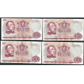 -19- Lott 4 stk. 100 kr. 1968X-72X. erstatning, VK - Erstatningssedler. 

Kv. 1 til 1+ / Numisma Mynthandel A/S: kr.  501,-