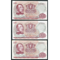 -20- Lott 5 stk. 100 kr. 1968X-72X. erstatning, VK - Erstatningssedler. 1968X, 1970X, 1971X & 2x 1972X

Kv. 1 til 1+ / Numisma Mynthandel A/S: kr.  527,-
