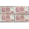 -26- Lott 4 stk. 100 kr. 1966X-71X. erstatning, VK - Erstatningssedler. 2x 1966X, 1968X & 1971X.

Kv. 1/1- til 1/1+ / Numisma Mynthandel A/S: kr.  501,-
