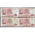 -17- Lott 4 stk. 100 kr. 1969Z, erst, 1-million, VK - Kv. 1- til 1, en seddel misfarget og med svak graffiti. / Numisma Mynthandel A/S: kr.  412,-