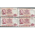 -18- Lott 4 stk. 100 kr. 1969Z, erst, 1-million, VK - Kv. 1/1- til 1/1+ / Numisma Mynthandel A/S: kr.  227,-