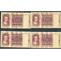 -17- Lott 4 stk. 100 kr. 1979H, VK - Erstatningssedler. 1979 HH, HI, HM & HN

Kv. 1/1- til 1/1+ / Numisma Mynthandel A/S: kr.  2,-