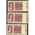 -24- Lott 3 stk. 100 kr. 1977H, VK - Erstatningssedler. 1977 HO, HR & HS

Kv. 1/1- til 1 / Numisma Mynthandel A/S: kr.  2,-
