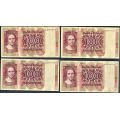 -2- Lott 4 stk. 100 kr. 1977Q, VK - QD, QJ, QK & QL. Brunt rstall og seddelnummer.

Kv. 1/1- til 1/1+ / Numisma Mynthandel A/S: kr.  210,-