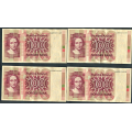 -6- Lott 4 stk. 100 kr. 1977Q, VK - QE, 2x QG (Den ene med rift p hyre side) & QJ. Svart rstall og seddelnummer.

Kv. 1/1- til 1/1+ / Numisma Mynthandel A/S: kr.  1,-