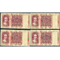 -7- Lott 4 stk. 100 kr. 1977Q, VK - QE, 2x QG & QN. Svart rstall og seddelnummer.

Kv. 1/1- til 1/1+ / Numisma Mynthandel A/S: kr.  210,-