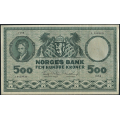 -10- 500 kroner 1958A, kv. 1, stiftehull. / Numisma Mynthandel A/S: kr.  700,-