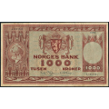 -23- 1000 kroner 1955A,  kv. 1-, lite rift oppe. / Numisma Mynthandel A/S: kr.  852,-