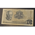 10 kr. 1982 B i * Kv. 1/1+ Katv. kr. 50 ** - Bilder er sedellen du fr. Vurder fra bilder. IKKE SALR. / Tore Rimstad: NOK  25,-