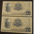 10 kr. 1979 B E * Kv. 0 til 0-  * Katv 70. Nr. rekke.f. - Bilder er sedlene. Vurder ogs fra bilder. IKKE SALR. Pris KJP N er 1 (en) sedell. Du velger antall / Tore Rimstad: NOK  30,-