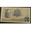 10 kr. 1982 B L * Kv. 0/01 * Katv. kr. 95 ** - Bilder er sedellen du fr.Pen usirkulert.  Vurder fra bilder. IKKE SALR. / Tore Rimstad: NOK  40,-
