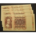 100 kr. 1979 A M * Kv. 0- * Katv. kr. 500 ** - Bilder er sedlene. Pene usirkulerte i kv. 0-. Vurder ogs fra bilder. Pris KJP N er en (1) sedell. Ved kjp a flere er de i nr. rekkeflge. Du velger antall. IKKE SALR. / Tore Rimstad: kr.  250,-