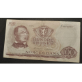 100 kr. 1974  kv. 1  * Katv. kr. 260 - Bilder er sedellen du fr. Vurder fra bilder. IKKE SALR. / Tore Rimstad: NOK  120,-