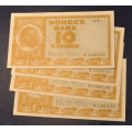 10 kr. 1970 W  * Kv. 0 ** Katv. kr. 200 ** - Bilder er sedlene. Pene kv.0. Pris KJP N er 1 (en) sedell. Ved kjp av flere er de i nr. rekkeflge. IKKE SALR. / Tore Rimstad: NOK  120,-