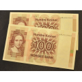 100 kr. 1979 A M *Nr.rekkef. Kv. 0- * Katv. kr.500 * - Bilder er sedlene. Pris KJP N er 1 (en) sedell. Ved kjp av flere er de i nr. rekkeflge.Du velger antall. IKKE SALR. / Tore Rimstad: kr.  280,-