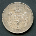 -7- 2 krone 1907 jub, gev, kv. 1/1+. - Litt myntglans tilbake, riss. / Numisma Mynthandel A/S: kr.  1155,-