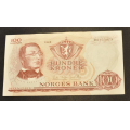 100 KR. 1965 D *Kv. 0/01 Brofos-Ottes*Katv.kr.1160 - Bilder er sedellen du fr. En litt sjelden sedell med Brofoss-Ottesen. Vurder ogs fra bilder. / Tore Rimstad: kr.  105,-