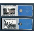 -1- Holmenkollmynten 1991 & -92, slv - I kassett, illustrasjonsbilder. Angitt 6,5 gram sterling slv (925S) pr medalje. / Numisma Mynthandel A/S: kr.  53,-