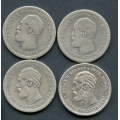 -6- Lott 4 stk. 1 kroner 1877-1900, VK - Rensede mynter, kraftige riper p 1887. / Numisma Mynthandel A/S: kr.  528,-