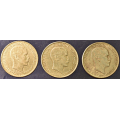 -4- Lott 3 stk. 50 rer 1916, -18 & -19, VK - Kv. 1/1+, 1/1+, kh, 1/1+, fingermerke. / Numisma Mynthandel A/S: kr.  166,-