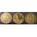 -18- Lott 3 stk. 2 kroner 1914 jubileum, VK - Kv. 1/1+ til 1+, tonet, en er misfarget advers. / Numisma Mynthandel A/S: kr.  428,-