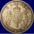 -8- 2 kroner 1907, gevrer, kv. 1/1+ - NM5. / Numisma Mynthandel A/S: kr.  322,-