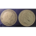 -9- Lott 2 stk. 2 kroner 1910 & -12, VK - NM7 & NM8. kv. 1, kh & 1/1+, testkutt og renset. / Numisma Mynthandel A/S: kr.  2,-