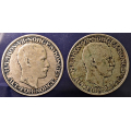 -11- Lott 2 stk. 2 kroner 1913, VK - NM9. kv. 1, pusset & 1, ujevn patina. Rester av PVC. / Numisma Mynthandel A/S: kr.  2,-